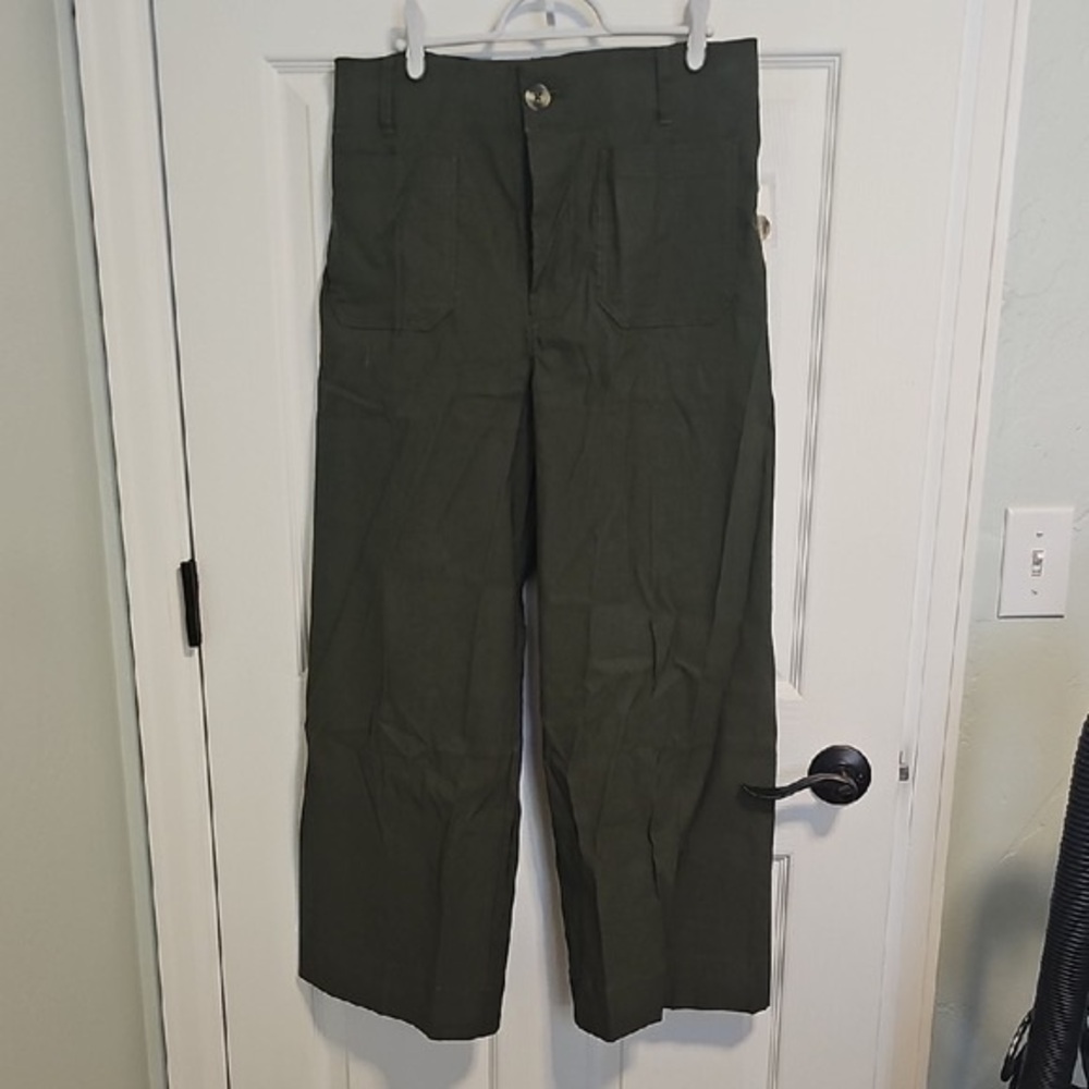 Women's Colette Cropped Olive Green Pants